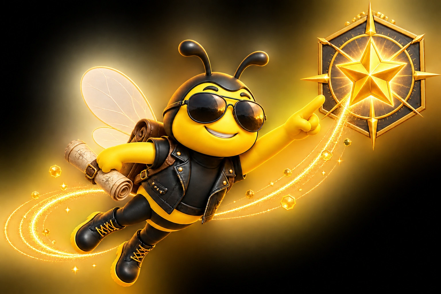Abeja BUFA señalando una estrella, símbolo de orientación digital